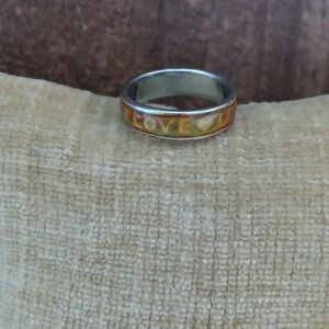 Silver Tone Love Band Ring